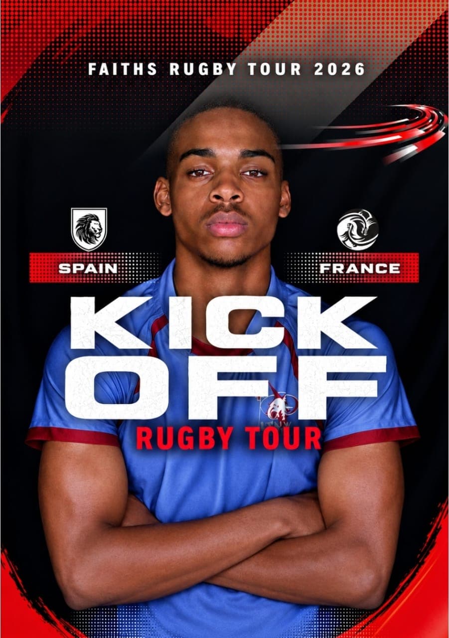 Faith pictured on the 2026 Spain and France rugby tour poster